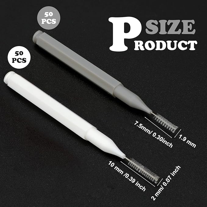 Patelai 100 Pieces Braces Brush for Cleaner Interdental Brush Toothpick Dental Tooth Flossing Head Oral Dental Hygiene Flosser Toothpick Cleaners Tooth Cleaning Tool(White, Grey,Ideal Size)