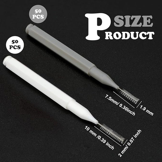 Patelai 100 Pieces Braces Brush for Cleaner Interdental Brush Toothpick Dental Tooth Flossing Head Oral Dental Hygiene Flosser Toothpick Cleaners Tooth Cleaning Tool(White, Grey,Ideal Size)