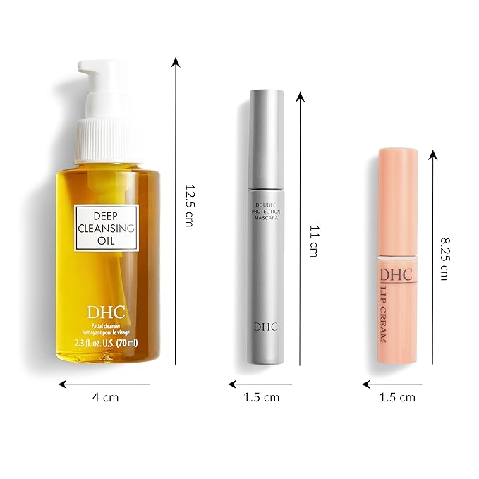 DHC Deep Cleansing Oil 2.3 Fl Oz., Lip Cream 0.05 oz. Net wt. and Mascara Perfect Pro Double Protection 0.17 oz. Net wt.