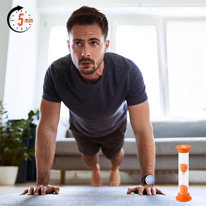 Sand Timer for Kids - 5 Minute Set of 4 Hour Glass - Orange Color- Acrylic Covered for Classroom, Home & Kids Room