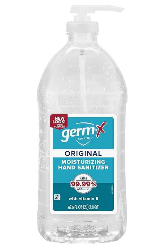 Germ-X Original Hand Sanitizer, 67.4 Fl Oz (Pack of 1), Less Drying Moisturizing Gel with Vitamin E, No Rinse Formula, Bulk Size Pump Bottle for Long Term Use