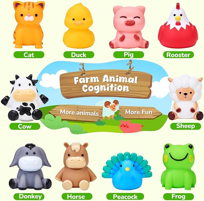 JoyCat Learning Toys for 1,2,3 Year Old Toddlers, 20Pcs Farm Animals Box, Finger Puppets for Kid, Montessori Counting, Matching & Sorting Fine Motor Games, Christmas Birthday Gift for Baby Boys Girls