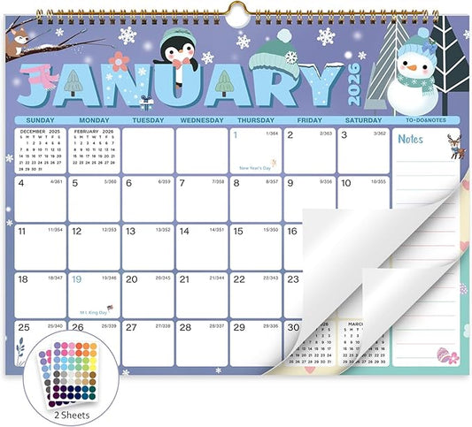 2026 Calendar, Wall Calendar 2026-2027, 18 Month Calendar January 2026 - June 2027, 14.8" X 11.5", Calendar with Twin-Wire Binding, Hanging Hook and Julian Dates (Seasonal Designs)