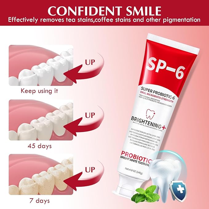 PATO Sp-6 Probiotic Whitening Toothpaste Set - Deep Cleaning Stain Removal, Teeth Protection & Fresh Breath, Mint Flavor for Enhanced Dental & Oral Health (Pack of 2)