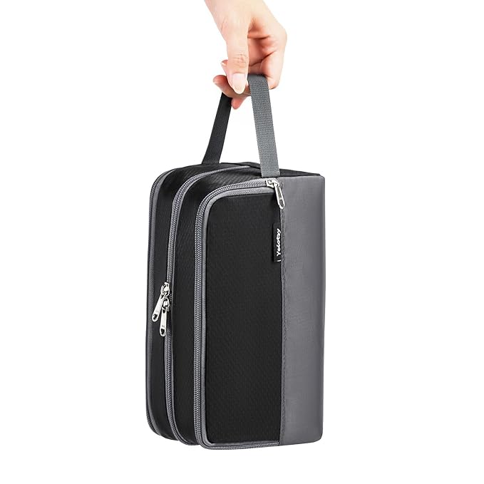 Yeiotsy Boys Toiletry Bag - Kids Travel Dopp Kit with Mesh Pockets, Compact Organizer for Gym, Camping, Hiking (Black)