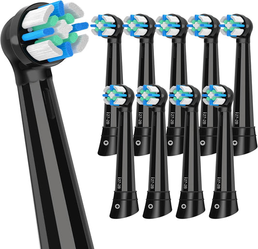 iO Replacement Heads Compatible with Oral B iO, for Oral B iO 2/3/4/5/6/7/8/9/10 Series Electric Toothbrushes, Medium Softness for Protect Teeth and Gums, 10 Black