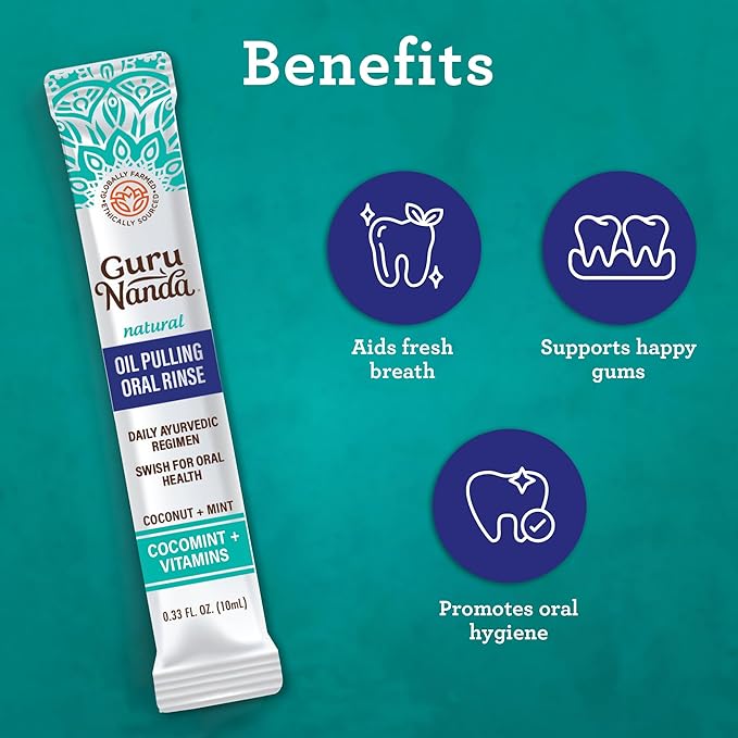 GuruNanda Travel-Ready Oral Care Bundle – 70ct Disposable Pre-Pasted Toothbrushes & 7 Coconut Oil Pulling Sachets for Fresh Breath & Clean Smiles on The Go