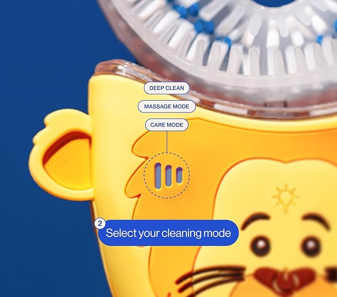 autobrush Kids Electric Toothbrush – Only ADA Accepted U-Shaped Toothbrush, Clinically Proven Up to 5.1X Better Cleaning, 30 Seconds, Full-Mouth 360 Coverage, LED Lights, Music, Ages 3-5, Lion