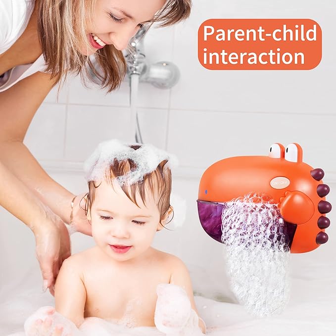Grechi Dinosaur Bath Toys for Toddlers, Automatic Bubble Machine with 12 Children’s Songs, Baby Bathtub Toys for Kids Age 1-3 5-7, Fun & Safe Bath Time Toys for Boys & Girls