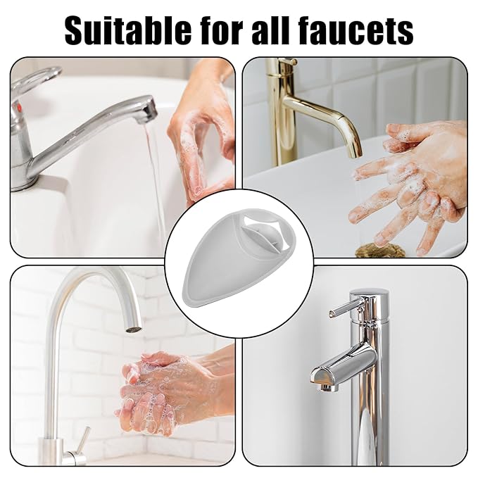 4 Pcs Faucet Extender for Toddlers, Adjustable Sink Faucets Extenders for Bathroom Safety, Splash-Proof Sink Extender for Faucet, Grey