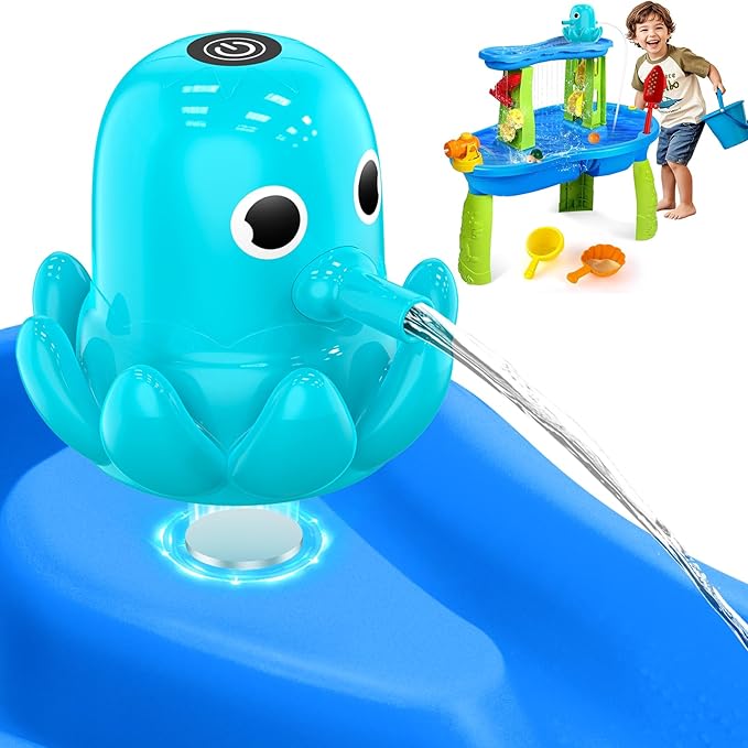 Water Table Pump - Cordless & Rechargeable Water Pump for Water Table with Magnetic Octopus Design, Quick-Install Outdoor Sand/Water Play Toys & Durable Accessories for Toddlers Kids (Green)