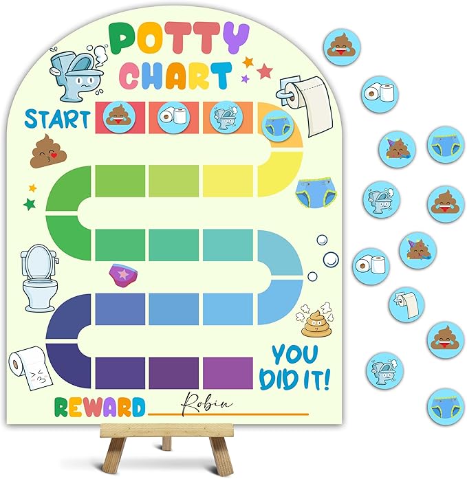 Potty Training Wooden Reward Chart, Behavior Reward Charts, Routine Calendar, Incentive Responsibility Chart for Boys Girls Kids Toddlers Good Habits, 08