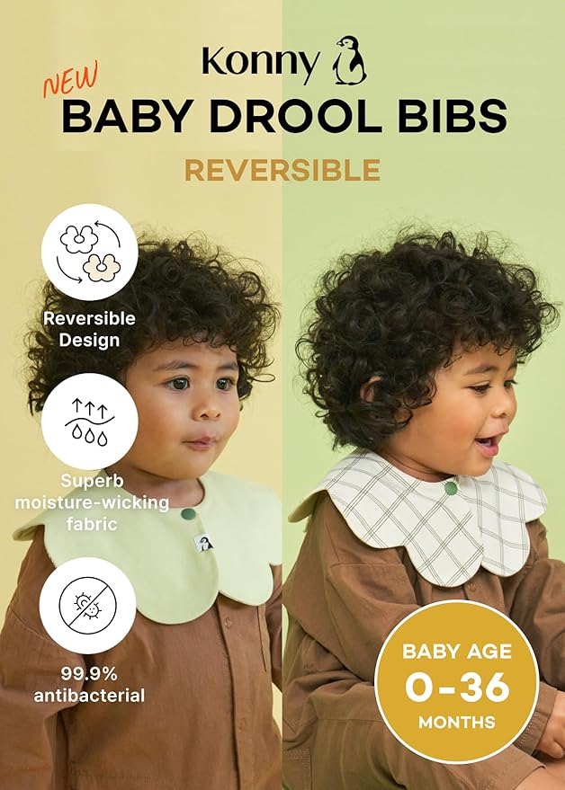 Konny Baby Bibs Set, 360 ° Rotate, Soft and Absorbent Bandana Drooling for Boys Girls baby Essentials