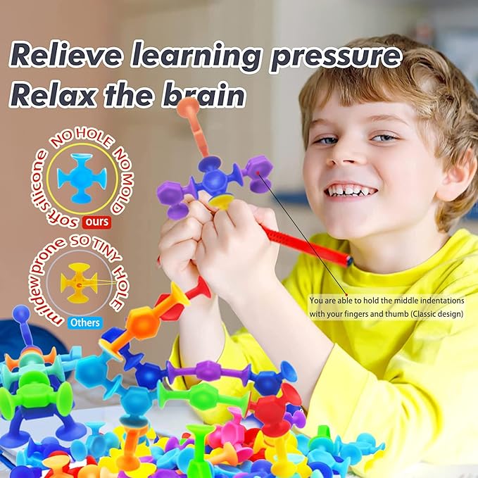 114pcs Suction Cup Bath Toys for Kids Toddlers Family Game - Preschool Learning Sensory Kindergarten Montessori Classroom Gift for Ages 3-8 Bathtub Window Toys for Autism