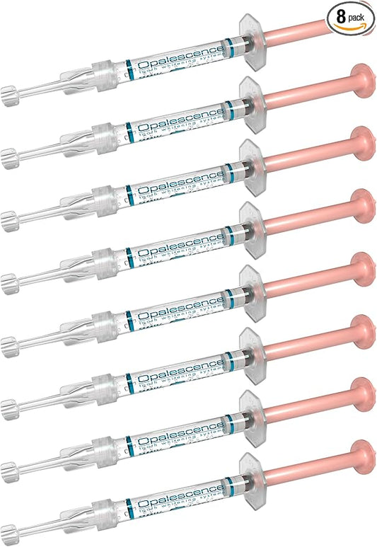 Opalescence 20% with PF Whitening Whitening Refill Kit (8 Syringes) Carbamide Peroxide. Made by Ultradent, in Melon Flavor. Tooth Whitening Refill Syringes - B-5401-4