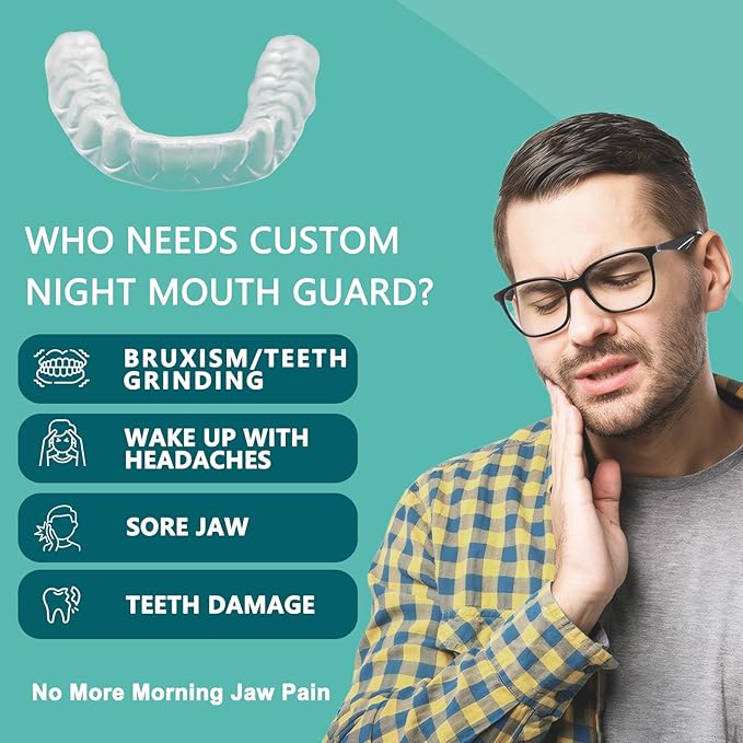 Mouth Guard for Grinding Teeth at Night, Bite Guard for Teeth Clenching Nighttime for TMJ Relief, Nightguard for Adult and Kids, 1 Pack