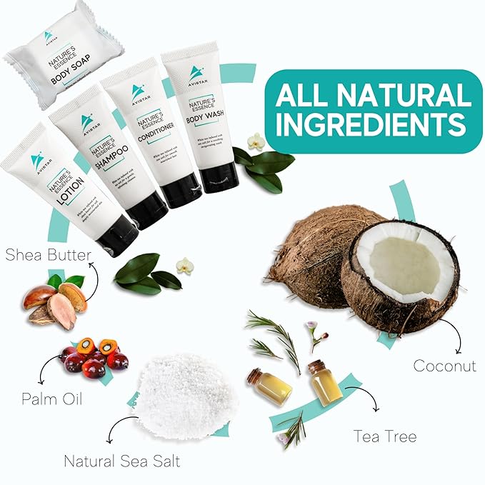 180 Piece Hotel Soap & Bulk Toiletries - Travel Essentials for Hosts & Guests - Hotel Shampoo & Conditioner Supplies for Guests, Hotel Toiletries Bulk Set, Mini Bulk Travel Size Toiletries