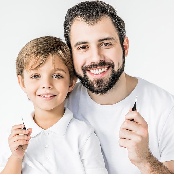 BBTO 100 Pcs Braces Dental Brush Flosser for Cleaner Interdental Brush Toothpick Tooth Flossing Head Oral Dental Toothpick Cleaners Cleaning Tool(Black)