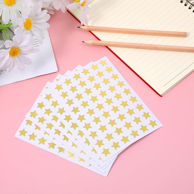 1080PCS Gold Star Stickers, 20 Sheets Reward Stickers for Kids 1.3cm/0.5 Inch Small Stars Sticker Mini Incentive Stars Sticker for Kid School Reward Crafts Decoration