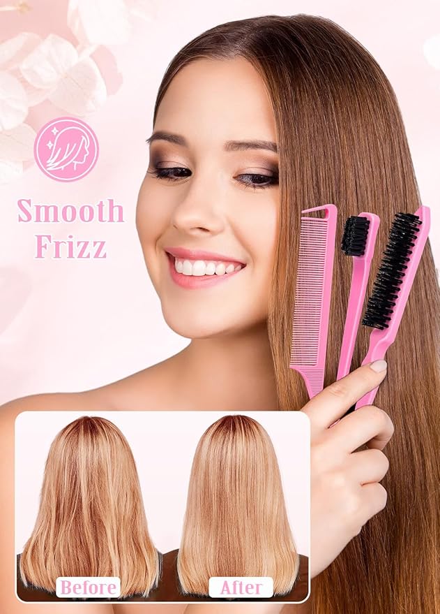 Hair Wax Stick Slick Back Hair Brush Set – Flyaway Control for Women, Kids & Men, Smooth Frizz, Defined Edges, Creates Sleek Ponytails & Buns – Styling Accessories & Stocking Stuffers for Teen Girls
