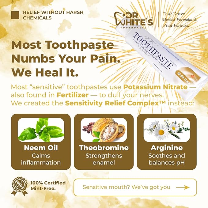 Dr. White’s Fluoride-Free nHA Toothpaste 3-Pack; Dentist-Formulated, Nano Hydroxyapatite + Xylitol, Sensitivity Relief Complex™, Mint-Free, Enamel Safe, Swallow-Safe (3.5 Oz, Pure Pineapple)
