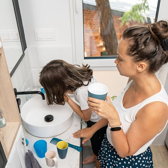 uxcell 2Pcs Plastic Drinking Cups, Double Color Unbreakable Reusable Bathroom Cup Mouthwash Cup Toothbrush Tumbler Holder, Grey