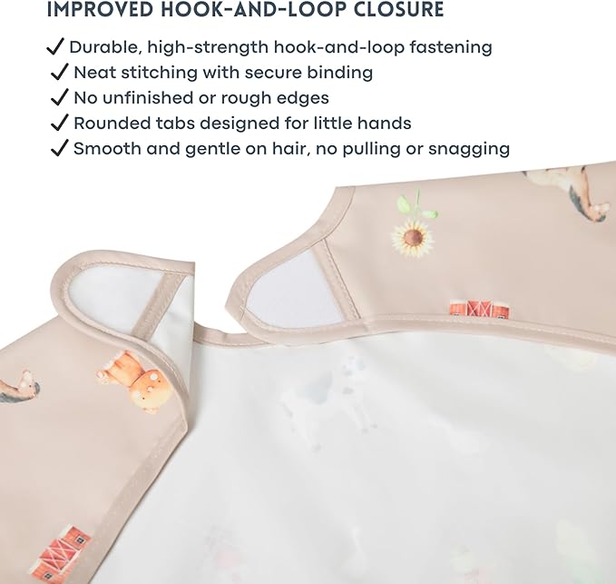 Ali+Oli Smock Bibs for Babies, BPA-Free Oeko-Tex Certified, Waterproof Baby Smock, Machine Washable, Toddlers Ages 6m+