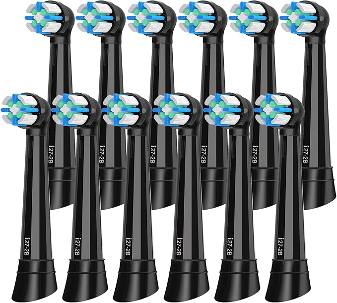 12 Pack Smart Cleaning IO Replacement Heads Compatible with Oral B iO 2 3 4 5 6 7 8 9 10 Series Electric Toothbrush, Brush Heads Compatible with Oral B iO Electric Handles (Black)