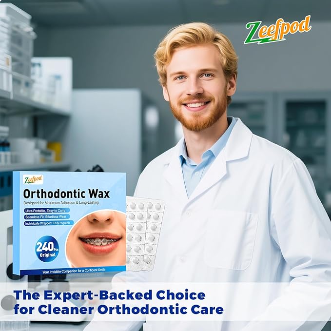 240 Pieces Pre-Cut Orthodontic Wax for Braces, Individually Wrapped Dental Wax for Braces Relief, Easy to Use, Unscented，Safe & Gentle, Hygienic orthodontic dots for Orthodontic Care