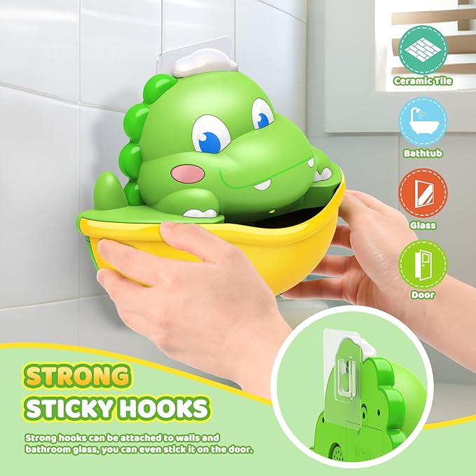 Bath Toys,Light-Up Bath Bubble Machine Automatic Bubble Maker Bathroom Toy for Kids Ages 1-3 4-8 Toddler Bathub Toy Dinosaur Toys for Kids 3-5