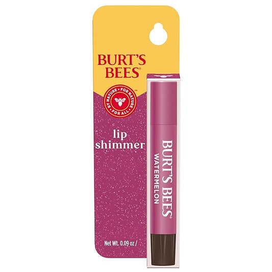 Burt's Bees Shimmer Lip Tint, Tinted Lip Balm Stick, Moisturizing for All Day Hydration with Natural Glowy Pigmented Finish & Buildable Color, Watermelon, 1 Tube, 0.09 oz.