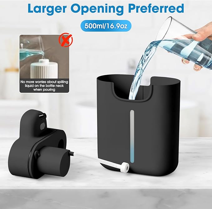 Automatic Foaming Soap Dispenser,Touchless Soap Dispenser,16.9oz/500ml Rechargeable Wall Mounted Smart Dispenser for Bathroom Kitchen,Easy for Toddlers(Black)