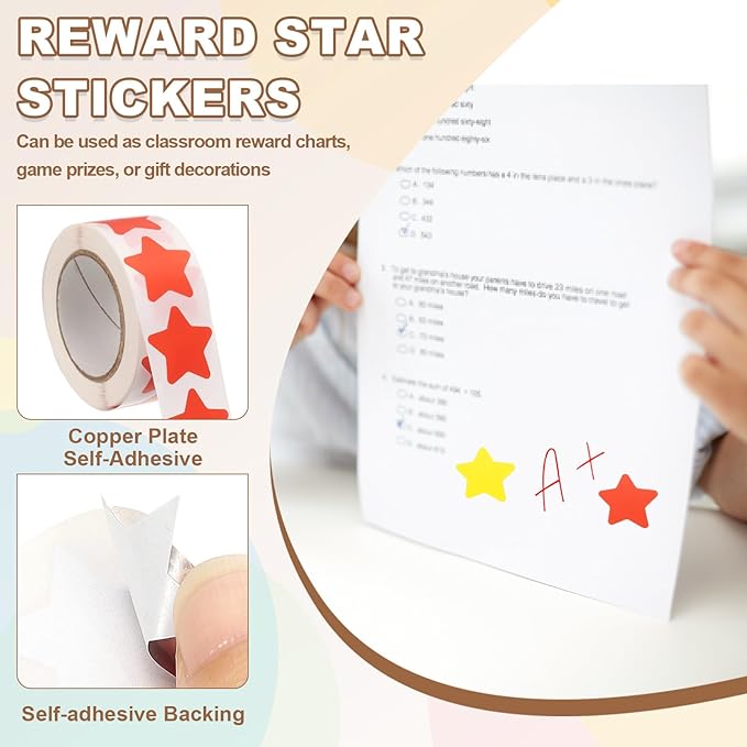 PATIKIL Star Stickers Roll 1 Inch(25mm), 1000pcs Reusable Self-Adhesive Star Labels for Reward Behavior Chart Teachers Business Decorating Wedding DIY Crafts, Light Pink