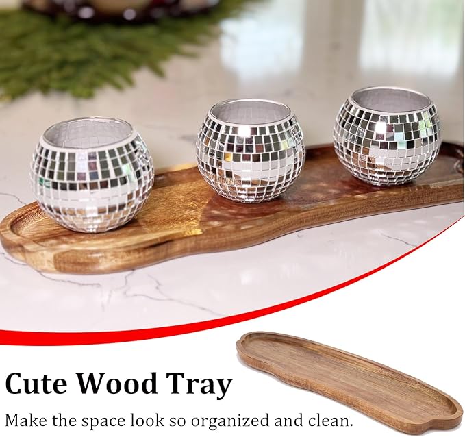 Fermus Wooden Tray 12.7 Inch Long Jewelry Dish Cosmetics Organizer Bathroom Clutter Wood Decorative Serving Platter Small Storage Tray, Cloud Shape