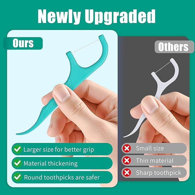 840 Count Dental Floss Picks – Mint Flavored Flossers with Built-in Toothpick for Deep Cleaning – 14 Portable Boxes of 60 – Strong & Smooth Floss Sticks for Family Home Travel - Adults & Kids
