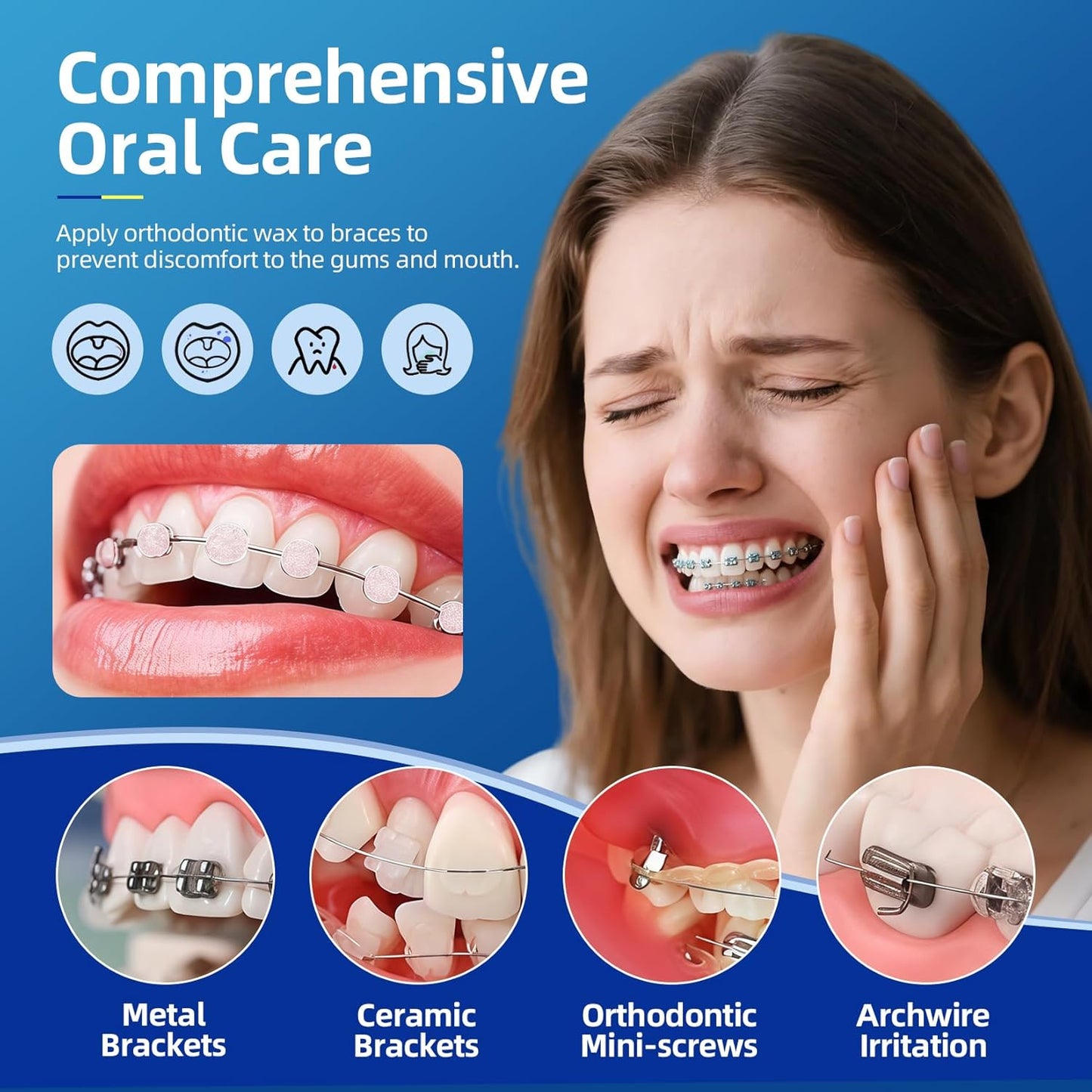 Bopika Orthodontic Wax for Braces Wax Dots 120 Individually Wrapped, Strawberry Flavored Dental Wax for Comfort & Protection