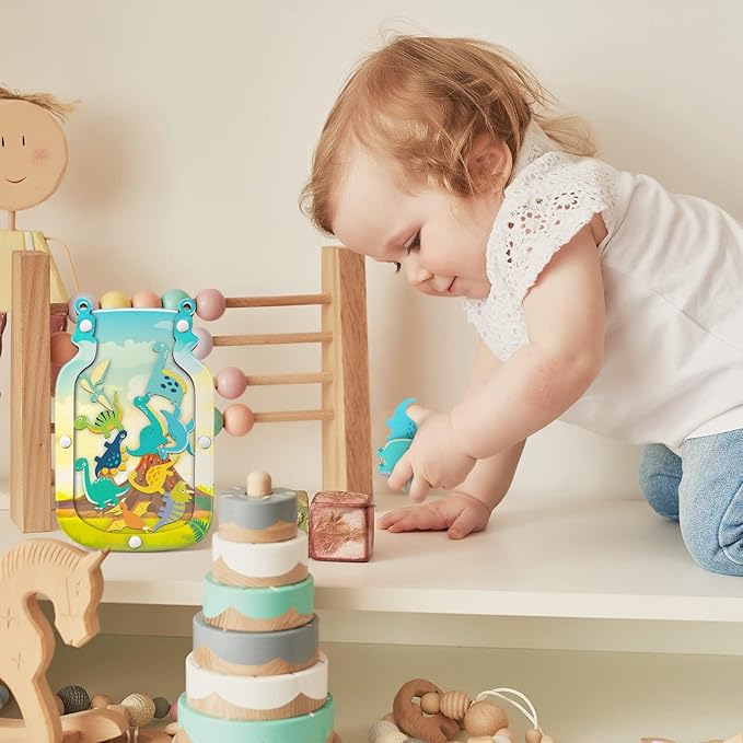 Qunclay Reward Jar for Kids Pot Training Reward Jar Classroom Incentive Good Behavior Responsibility Chart for Christmas Boys Girls Gift(Dinosaur Style)