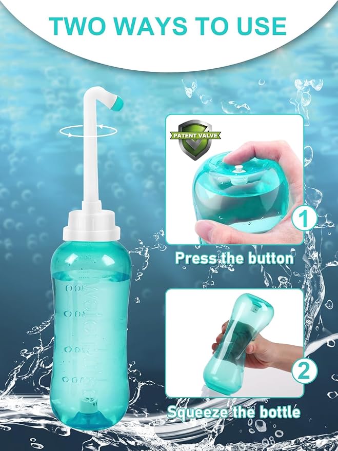 Peri Bottle for Postpartum Travel Bidet - Perineal Care,Portable Travel Squeeze Bottle Bidet for Women Personal Hygiene Cleaning,2 Tubes for Baby Mom After Birth Cleansing and Recovery 16.9OZ(Green)