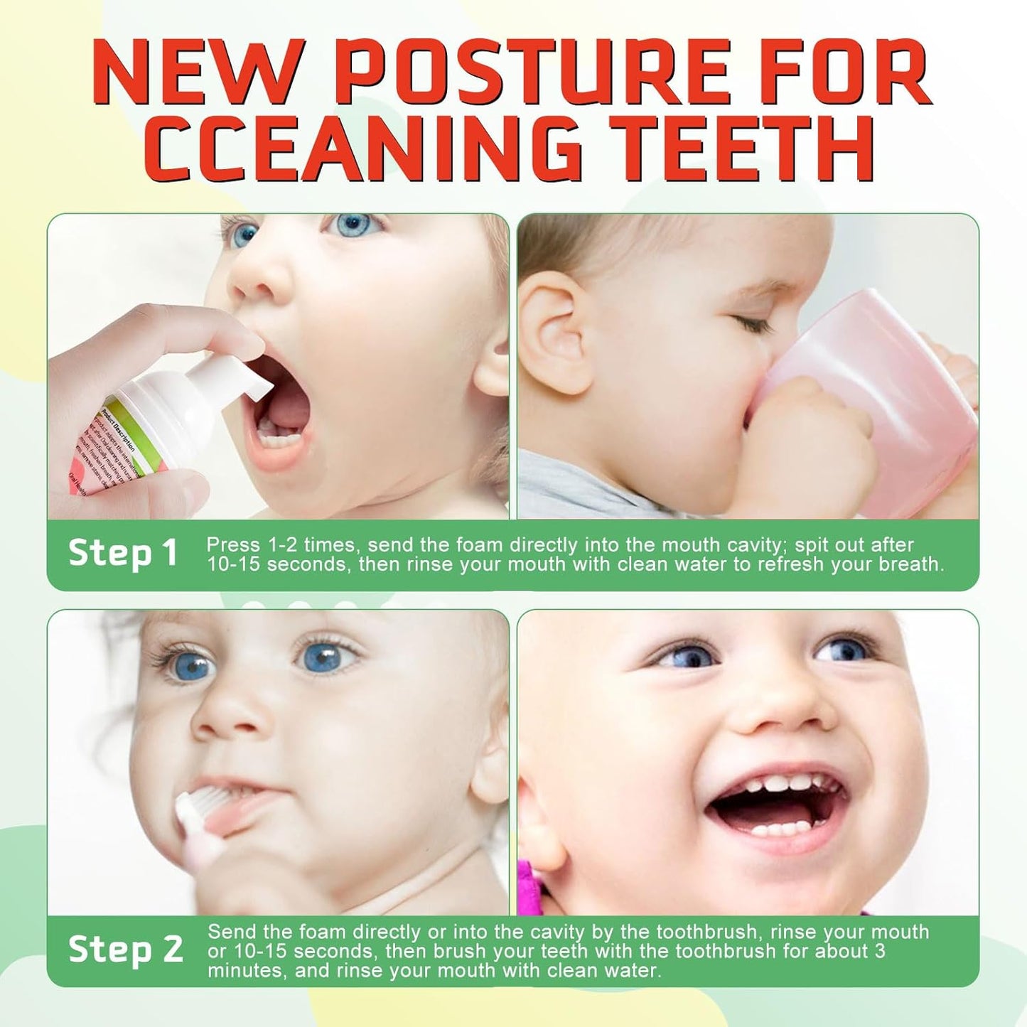 Foam Toothpaste Kids, Kids Mouthwash with Fruit Flavor - Toddler Toothpaste Age for Children, 360ºCare Natural Anti-Cavity Formulas with Fluoride for Electric & U-Shape Toothbrushes