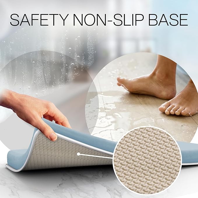 Comfortable Bath Kneeler and Elbow Kneeling Rest Pad for Baby Bathing Parents - Painless Foam Mat with Toy Organizer Pockets - Quick Drying, Foldable, Non-Slip for Baby and Toddler Bathing - Blue