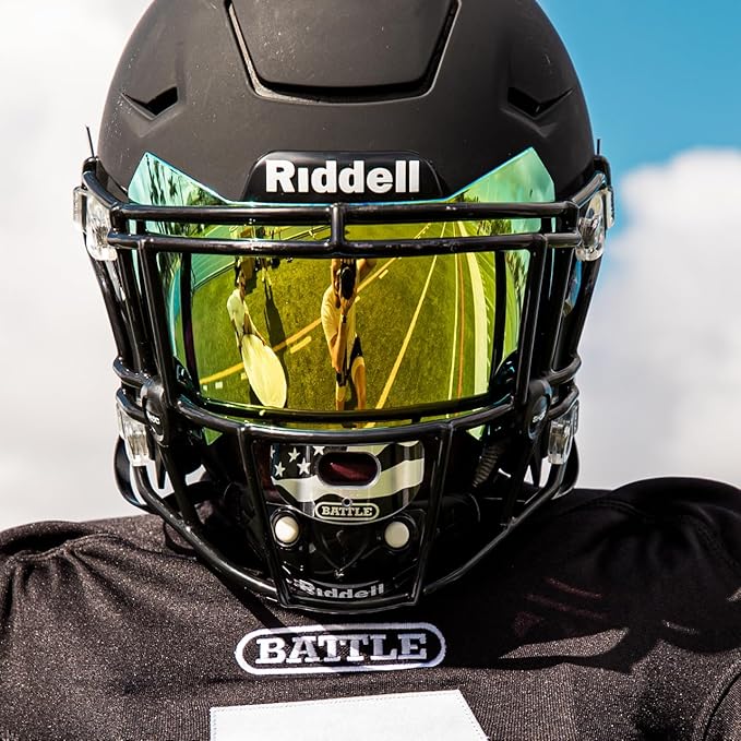 Battle Sports American Flag 2.0 Chrome Oxygen Football Mouthguard - with a Convertible Strap, Superior Airflow & Better Performance, Maximum Protection & Breathability, Works with Braces - Silver