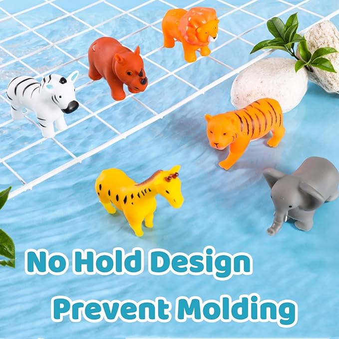 Baby Bath Toys, for Infants 6-12& Toddlers 1-3, No Hole Bathtub Toys (Animals Combo Ⅲ, 16 Pcs with Mesh Bag)