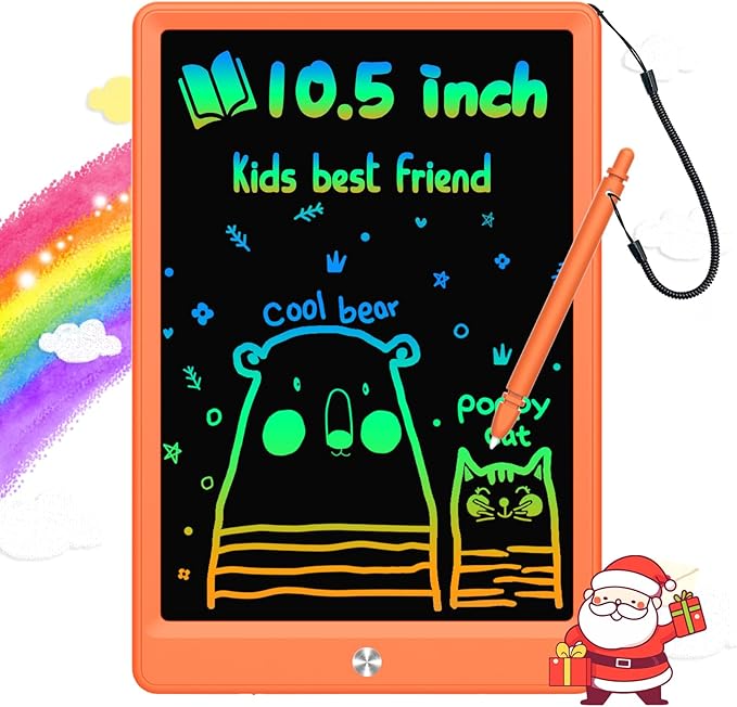 LCD Writing Tablet Doodle Board, Colorful Drawing Pad, Electronic Drawing Tablet, Drawing Pads,Travel Gifts for Kids Ages 3 4 5 6 7 8 Year Old Girls Boys (10.5 inch, Orange)