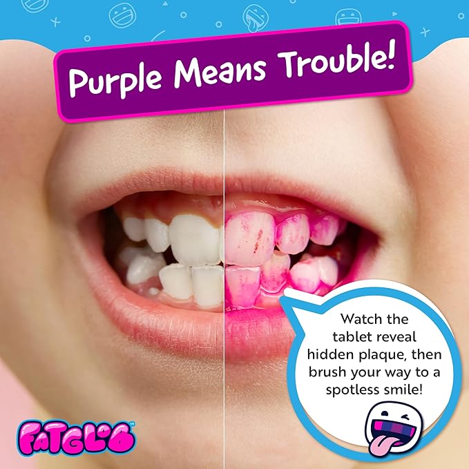 Fatglob Plaque Disclosing Tablets - Delicious Berry Flavor, Dental Care for Kids & Adults, Teeth Cleaning Made Easy, Perfect for Braces & Aligners, Essential Dental Care Kit 30 Counts