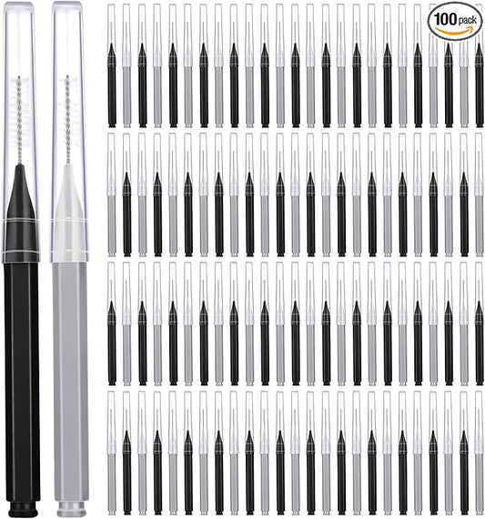 Patelai 100 Pieces Braces Brush for Cleaner Interdental Brush Toothpick Dental Tooth Flossing Head Oral Dental Hygiene Flosser Toothpick Cleaners Tooth Cleaning Tool (Black, Grey,Suitable Size)