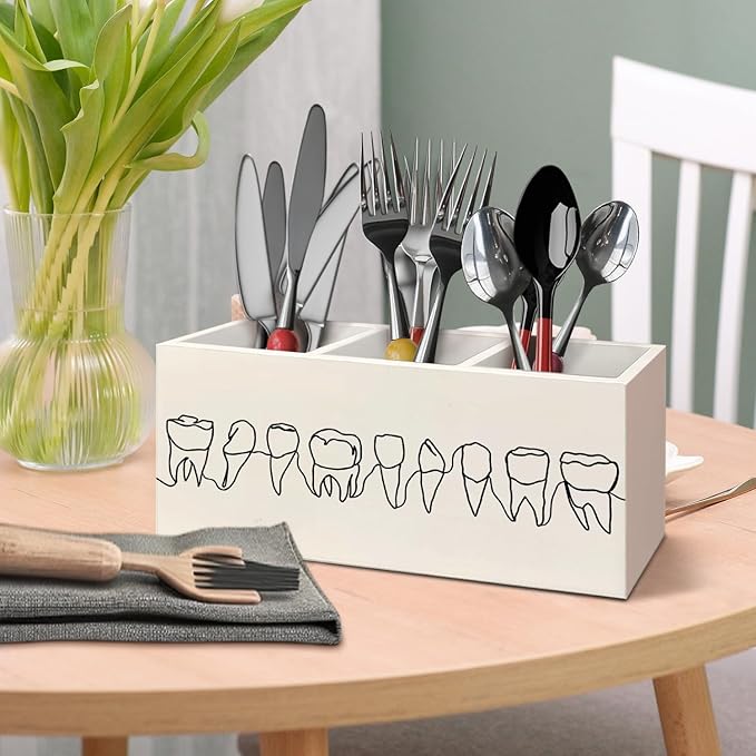 Dentist Gifts Pen Pencil Holder for Desk, Dental Office Decor, Dental Hygienist Gifts Wooden Box Decorative Sign for Dentist Office Clinic Hospital Desk Tabletop Decor