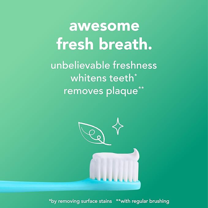 hello Super Fresh Fluoride Free Toothpaste, Toothpaste for Bad Breath, Helps Remove Surface Stains, Natural Spearmint, 3 Pack, 4.7 Oz Tubes