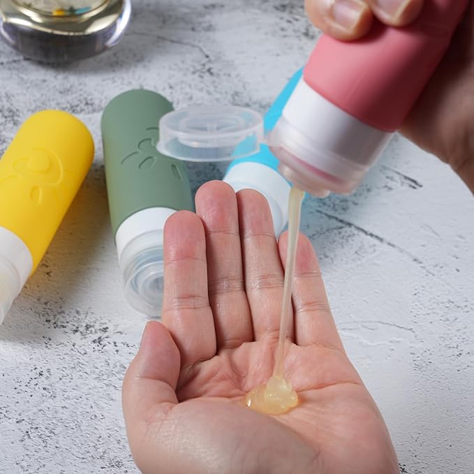 Travel Bottles for Toiletries, TSA Approved Travel Containers 3oz Leak Proof Travel Tubs Refillable Liquid Travel Accessories for Shampoo Conditioner Lotion Body Wash(Multicolored F)