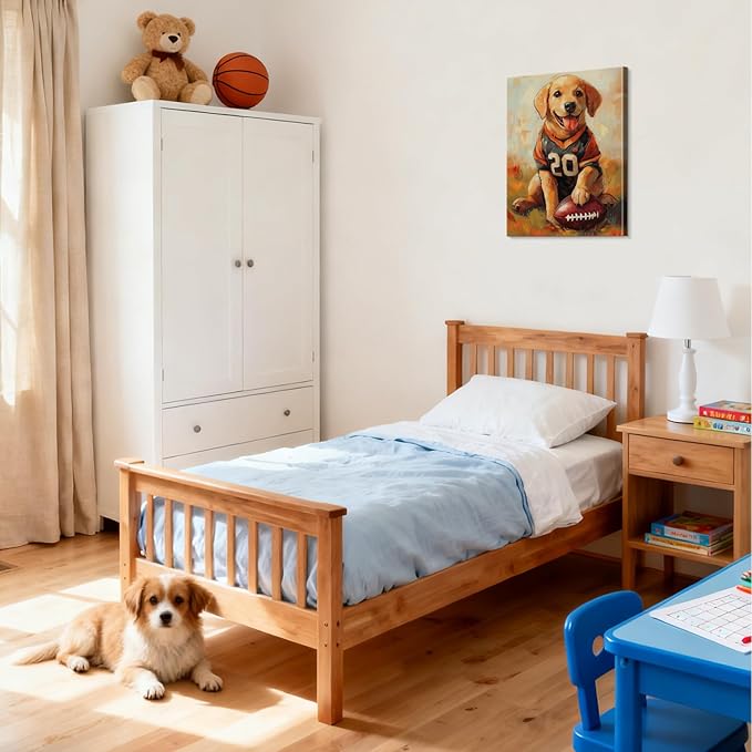 YOUHONG Animal Print Animal Wall Art Dog Poster with Inner Wooden Frame - Dog Pictures Lightweight & Easy to Hang, Sports Wall Art for Boys Bedroom & Living Room Decoration (12x15.7 Inches)