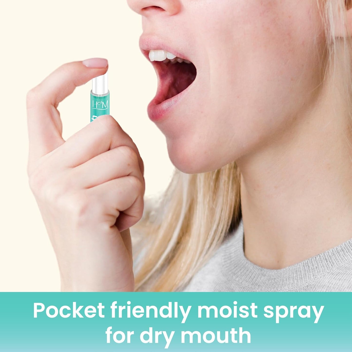 HM - Dry Mouth Fun 4 Flavoured Spray - Peach, Bubble Gum, Cotton Candy & Apple - Alcohol Free, Instantly Hydrate & Moisturize, Ph Balanced, Promotes Saliva Production & Soothes Pack of 4 x 0.33 oz